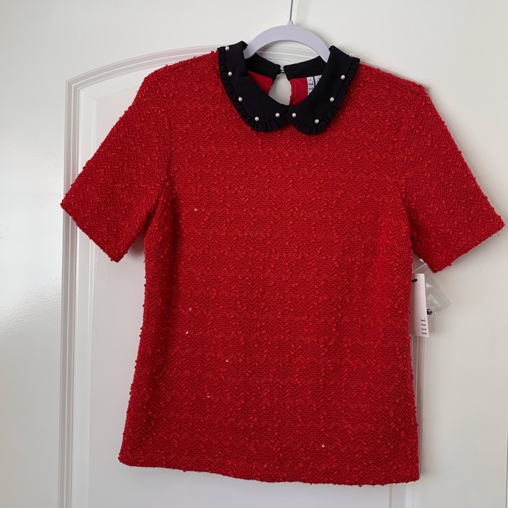 Elle Black Pearl Collared Top